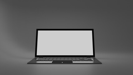 3d render black and silver laptop isolate blank screen display on isolated black backdrop mockup laptop vector illustration