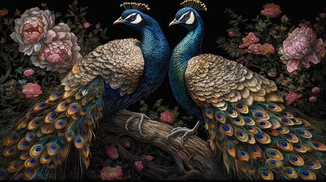 Peacock birds beautiful, generative ai