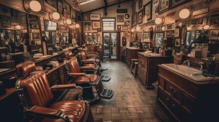 Stylish hairdressing salon interior, generative ai