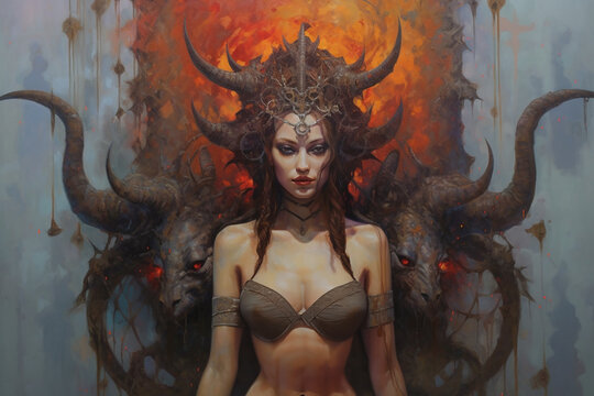 Demon Queen Fantasy Ruler. Generative AI