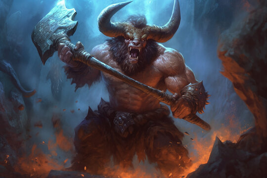 Minotaur in DnD style. Generative AI