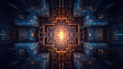 quantum futuristic technology vault cybersecurity crypto cpu - by generative ai