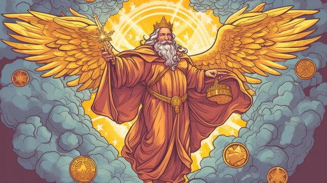 Christian angelic seraph god in the sky - by generative ai