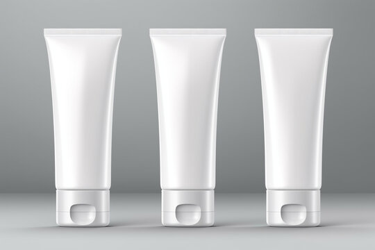 Plastic cosmetic tube , mockup isolated on white background.Realistic 3d.cosmetics, body cream, skin care, gel, lotion, glue, toothpaste.front view Vector illustration Generative AI