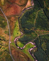 Scenic mountain road from above