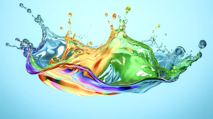 A 3D rendering of a fluid splash was created by 3D illustration - generative ai
