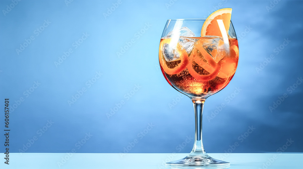Aufkleber a cocktail with orange on a blue background was created using a generative ai.- generative ai
