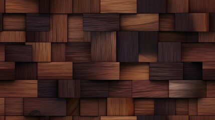 Seamless Pattern Background - Design of a dark 3D teak wood pattern texture - Generative AI