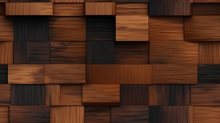 Seamless Pattern Background - Design of a dark 3D teak wood pattern texture - Generative AI
