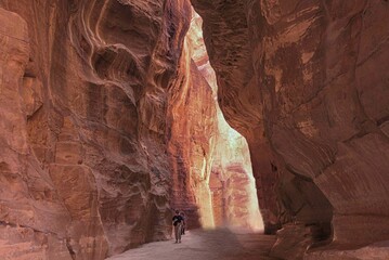Walking through the Siq in Petra, Jordan