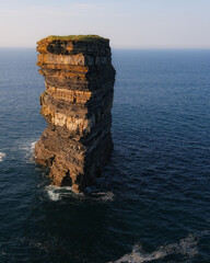 Famous Dun Briste sea stack at evening, Downpatrick Head, Mayo, Ireland