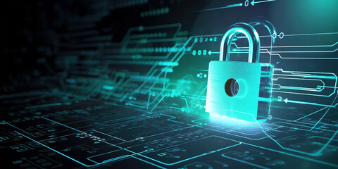 Guarding Against Data Breaches: Padlock Illustration Representing Internet Cybersecurity and Data Protection. AI Generated