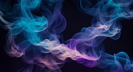 Waves of beautiful smoke on black background, generative ai 