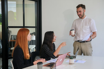 Fototapeta premium Business discussions. Shot of businesswomen brainstorming in an office