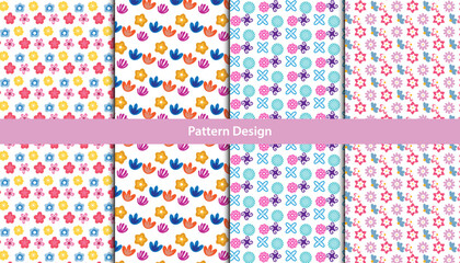 Seamless pattern design with cute colorful flowers .
