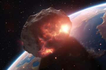 Meteor Fall Down to Hit the Earth Created with Generative AI Technology