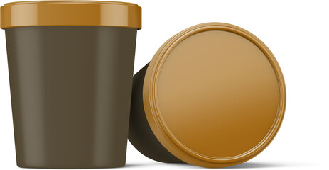 Ice Paper Cup With Plastic Lid Packaging Isolated 3D Rendering