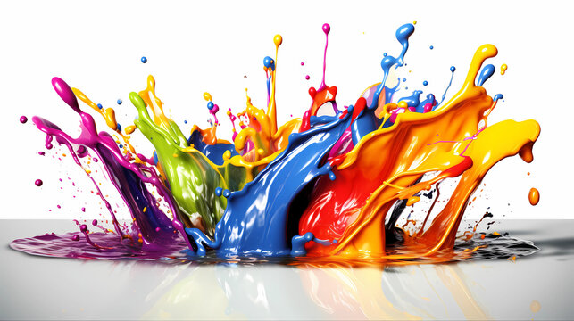 colorful, splash, happy art, blue pink, yellow, orange, splash style