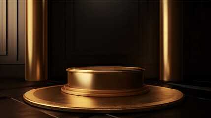 Empty Gold Podium Pedestal Background