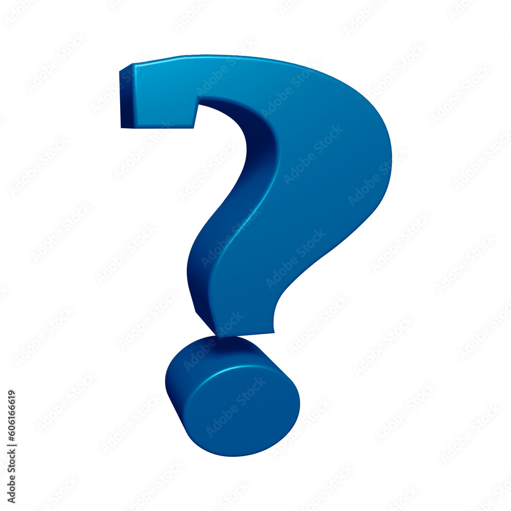 Aufkleber blue question mark or icon design in 3d rendering
