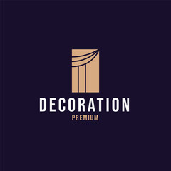 Creative curtain logo building decoration vector design concept illustration idea