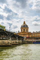 Mazarine Library from boat trip on the Seine, in Paris, France
