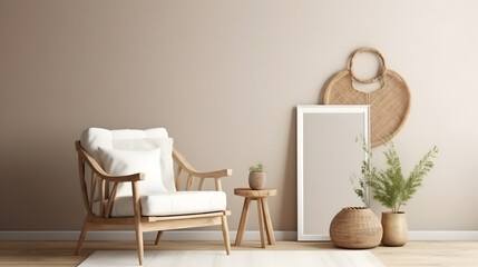 Minimalist Interior of modern interior desige 3D rendering, generative ai
