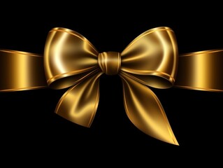 Gold bow on a black background. Generative AI
