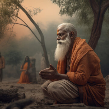 Guru Purnima Celebration: Paying Tribute to the Enlightened Masters and Spiritual Guides. AI Generated