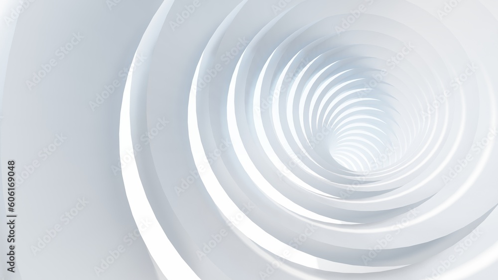 Aufkleber abstract architecture background white round tunnel 3d render