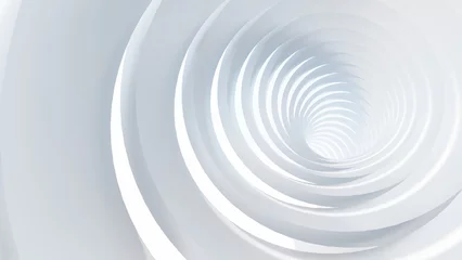 Poster Abstract architecture background white round tunnel 3d render © Annuitti