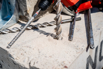Metal drills in concrete
