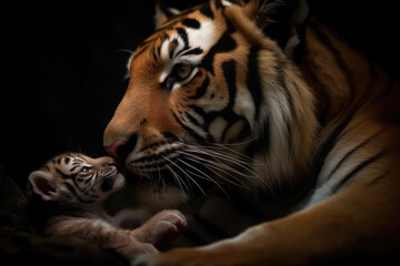 Fototapeta na wymiar Protective Tiger Mother