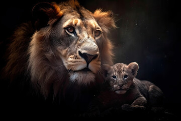 Naklejka premium Protective Lion Mother