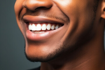 Fototapeta premium A close up of a black man's smiling face created with Generative AI technology