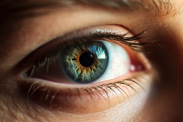 Lens of Emotion: Close-Up Capture of an Eye Showcasing Delicate Focus and Blur. AI Generated