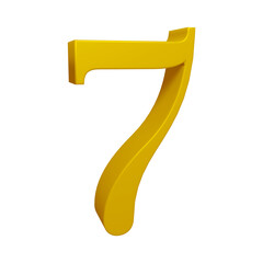 Golden number 7 in 3d rendering for math, business and education concept