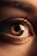 Fototapeta premium Infinite Depth: Close-Up Shot of an Eye with Intriguing Focus and Blur Elements. AI Generated