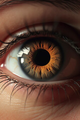 Naklejka premium Infinite Depth: Close-Up Shot of an Eye with Intriguing Focus and Blur Elements. AI Generated