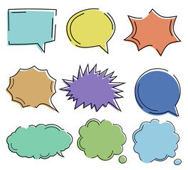 Various speech bubble set designs with transparent background