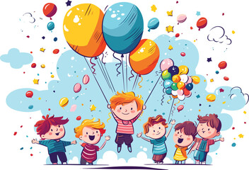 Obraz na płótnie Canvas Children’s Day , child kid happy illustration vector boy girl cartoon design day childhood background party banner school