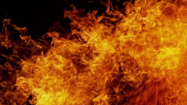 Super Slow Motion Shot of Side Flame Explosion at 1000fps.