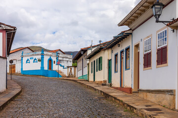 Fototapeta na wymiar Partial view of Rua Dom Silvério in the historic center