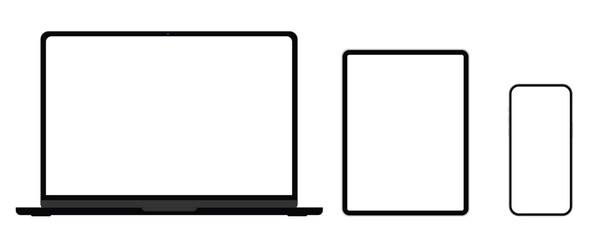 Laptop, tablet and mobile on white background vector eps 10