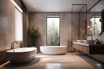 Obraz na płótnie Canvas Design of a luxury modern bathroom