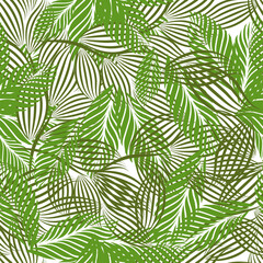 Seamless pattern green graphic tree leaves. Vector illustration