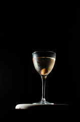 dry martini with black background