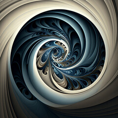 Kaleidoscope swirl of blue in a sea of grey