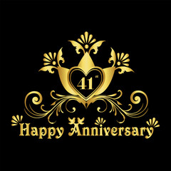 Luxurious Elegant 41st Anniversary Logo Design, 41st Anniversary Celebration, Anniversary Design Element