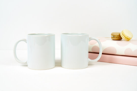 Two standard Cricut coffee mug tea cup product mock up.
